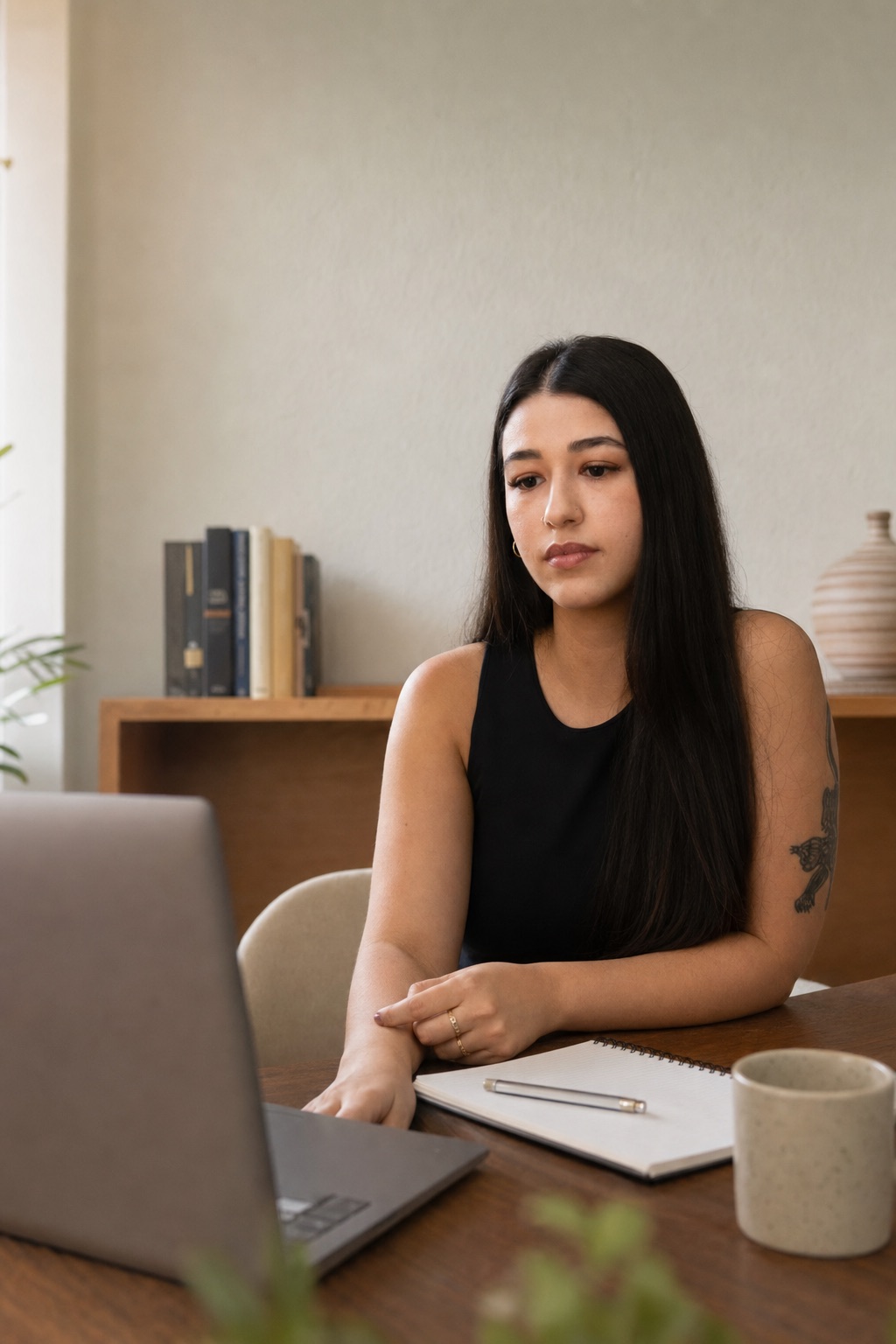 Mayara Guedes em um atendimento psicológico on-line por vídeo